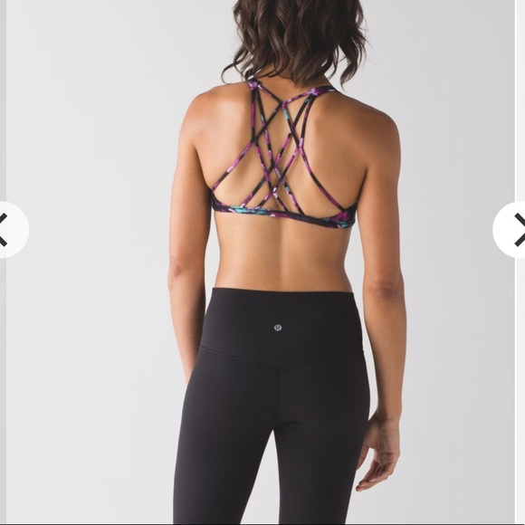 Lululemon 8 Free To Be Zen Bra Strappy Web Back Straps Multi Color Floral Purple - Picture 6 of 15